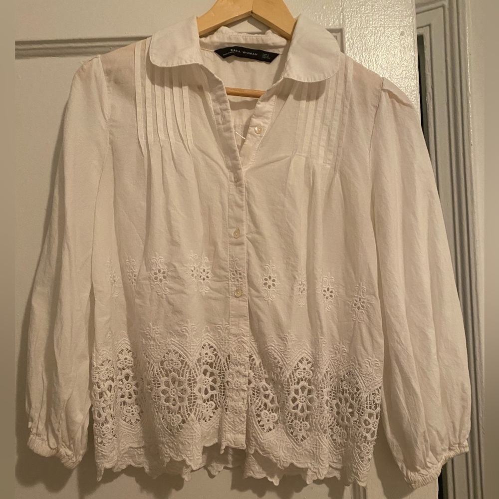 Zara cotton white blouse